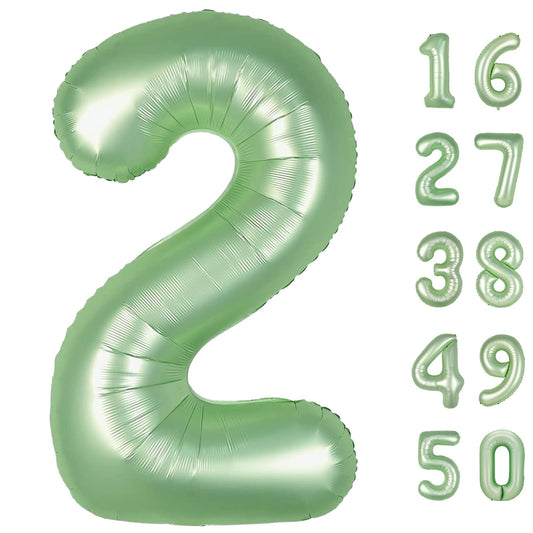 Kelfuoya 40-inch olive green Number 2 balloon for a bold party backdrop.
