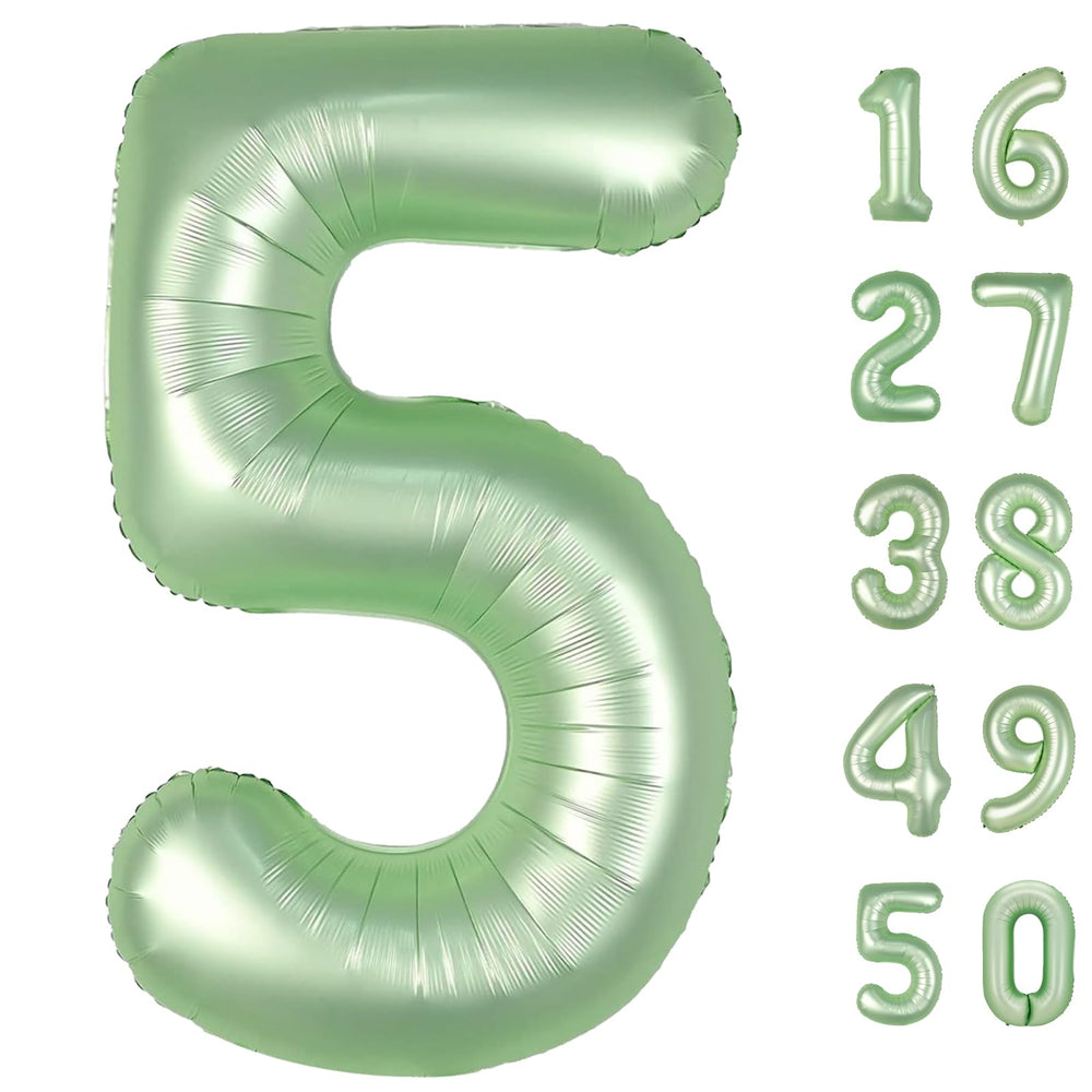 Kelfuoya olive green number 5 balloon 40in makes a bold party backdrop and photo moment.