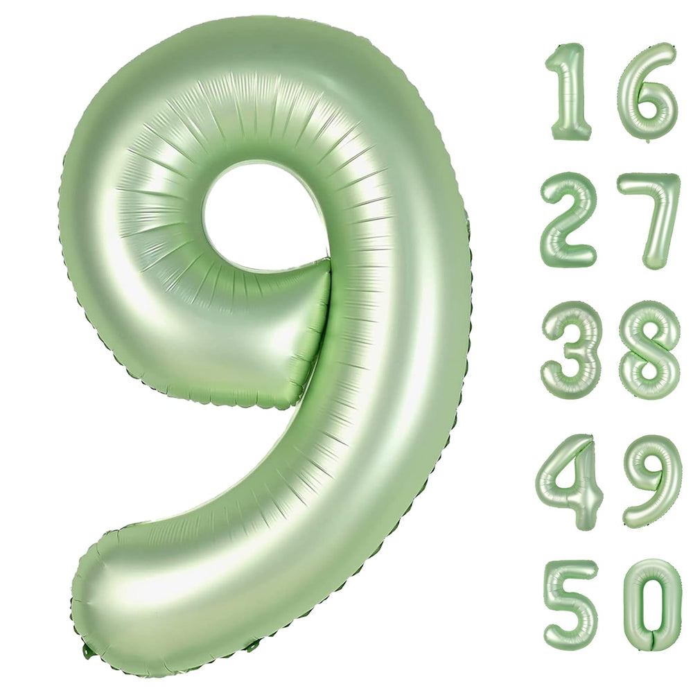 Kelfuoya olive green number 9 balloon, 40-inch, creates striking party backdrops.