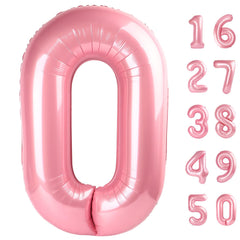 Kelfuoya 40-inch pearlescent pink number 0 balloon creates a bold party backdrop