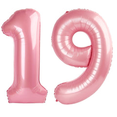 Kelfuoya pearlescent pink 40-inch number 19 balloon for elegant birthday decor