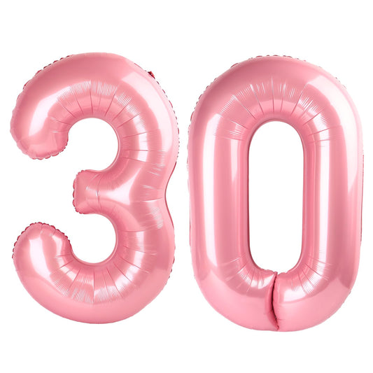 Kelfuoya pearlescent pink number 30 balloon 40 inch, ideal for dramatic photo backdrops