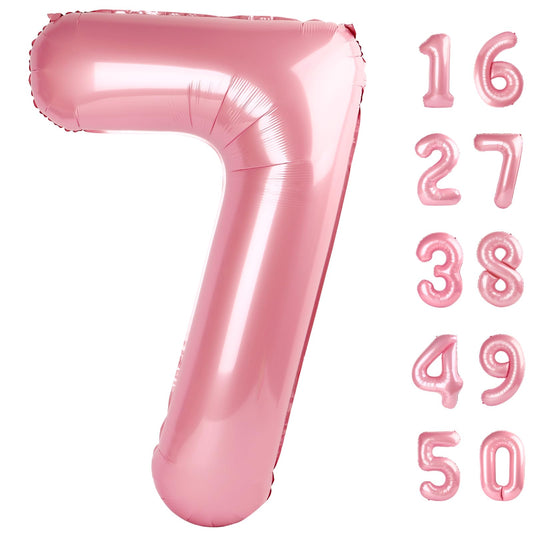 Kelfuoya pearlescent pink number 7 balloon for birthdays and photos.