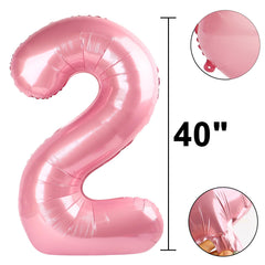 Kelfuoya pearlescent pink number 2 balloon wedding setup accents