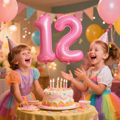 Kelfuoya pink number 12 balloon backdrop idea creates serene event vibes.