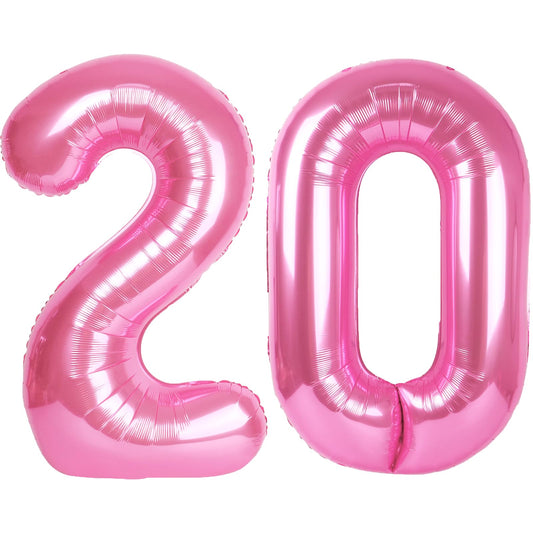 Kelfuoya pink number 20 balloon 40-inch display for birthdays and photos