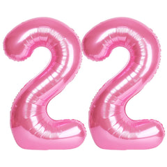 Kelfuoya pink 22-number balloon ready as a birthday backdrop.
