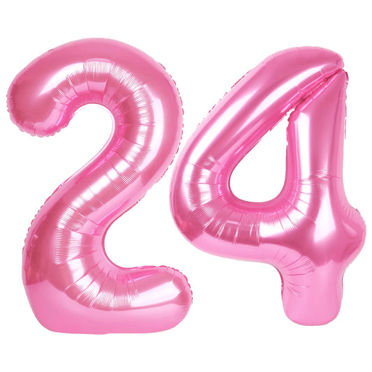 Kelfuoya pink number 24 balloon on wall for festive backdrop