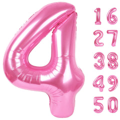 Kelfuoya pink number 4 balloon, 40 inch, bold party backdrop