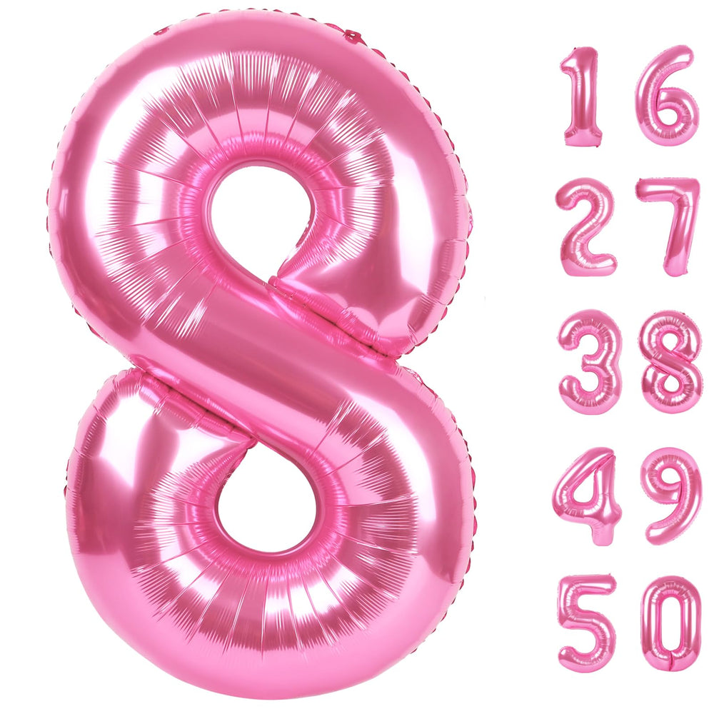 Kelfuoya pink number 8 balloon 40 inch creates a bold birthday photo backdrop.