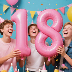 Kelfuoya 40-inch pink number 8 balloon serves as a striking centerpiece.