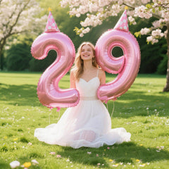 Kelfuoya pink number 9 balloon pairs with other decor for celebrations.