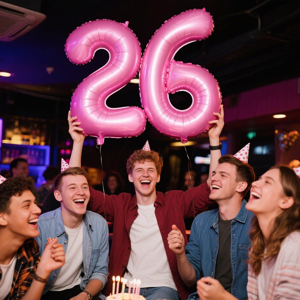 Kelfuoya Pink number balloon ideal for birthdays or anniversaries.