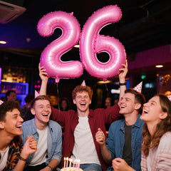 Kelfuoya Pink number balloon ideal for birthdays or anniversaries.