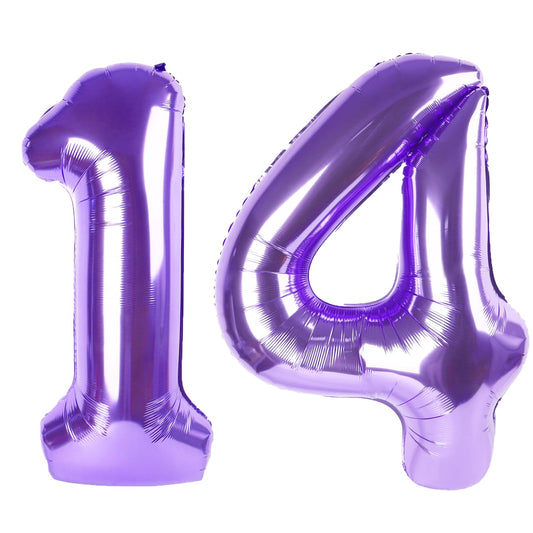 Kelfuoya purple-number-14 balloon 40-inch for striking birthday decorations.