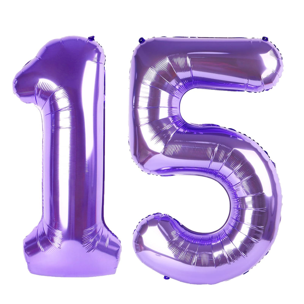 Kelfuoya purple 15 balloon 40-inch display for milestone party decor