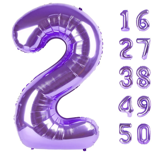 Kelfuoya purple number 2 40-inch balloon creates a striking birthday photo backdrop.