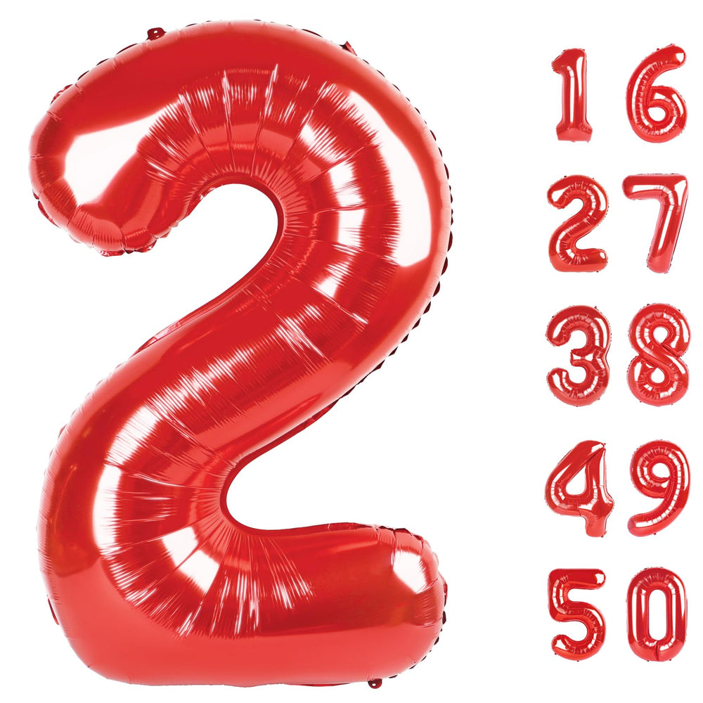 Kelfuoya Red Number 2 balloon for wall display and photo backdrop.