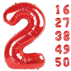 Kelfuoya Red Number 2 balloon for wall display and photo backdrop.