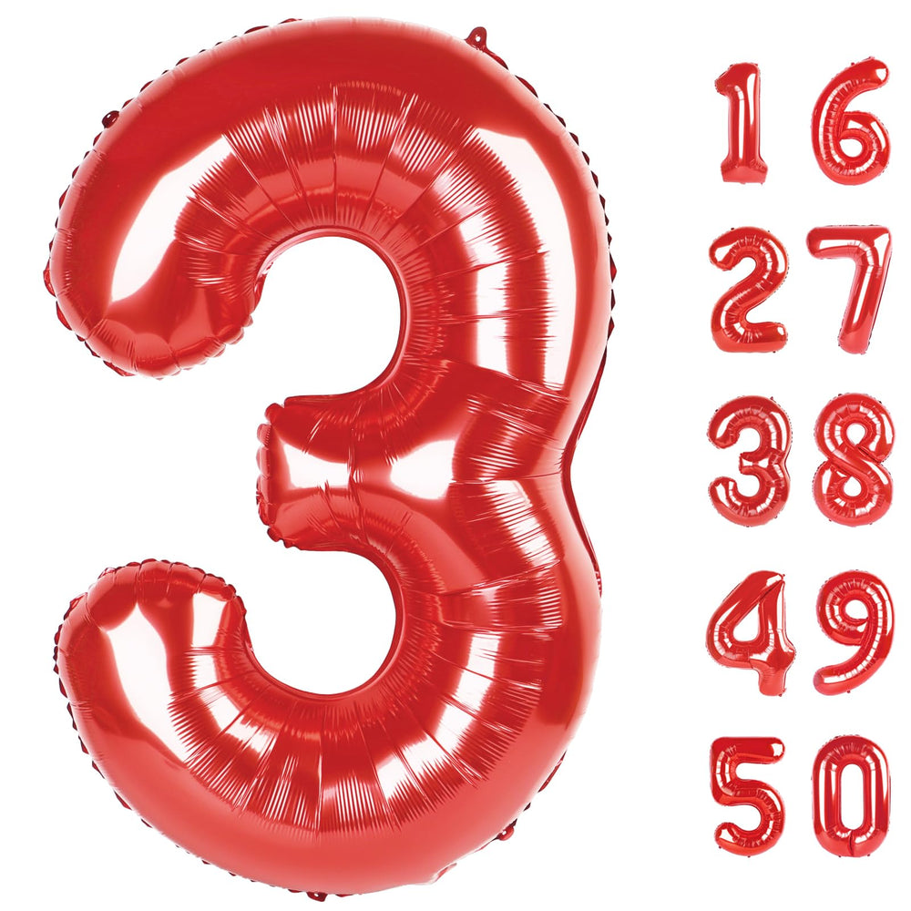 Kelfuoya red number 3 balloon 40 inch for vibrant party decor and photo opportunities