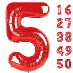 Kelfuoya red number 5 foil balloon, ideal for vibrant party photos and centerpieces.