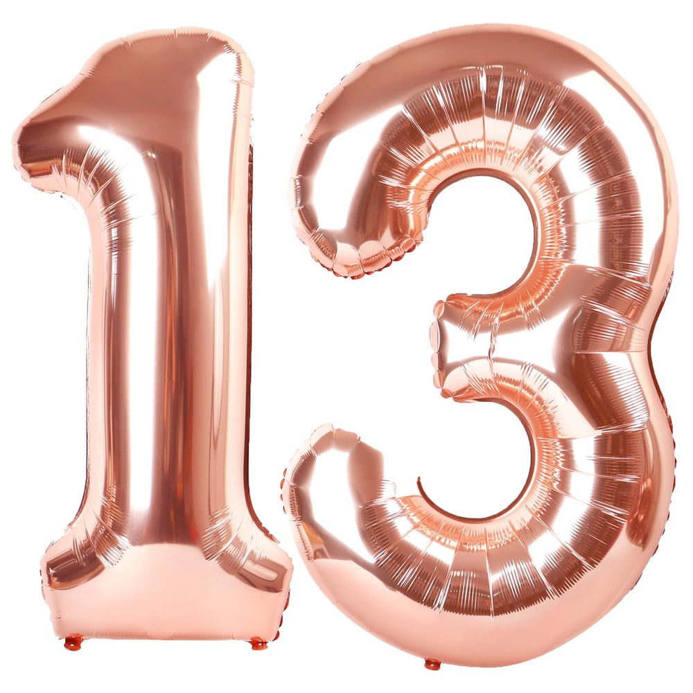 Kelfuoya rose gold 40-inch number 13 balloon for an elegant birthday backdrop.
