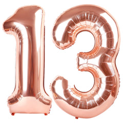Kelfuoya rose gold 40-inch number 13 balloon for an elegant birthday backdrop.