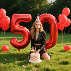 Kelfuoya rose gold 50-number balloon adds glam to photos.