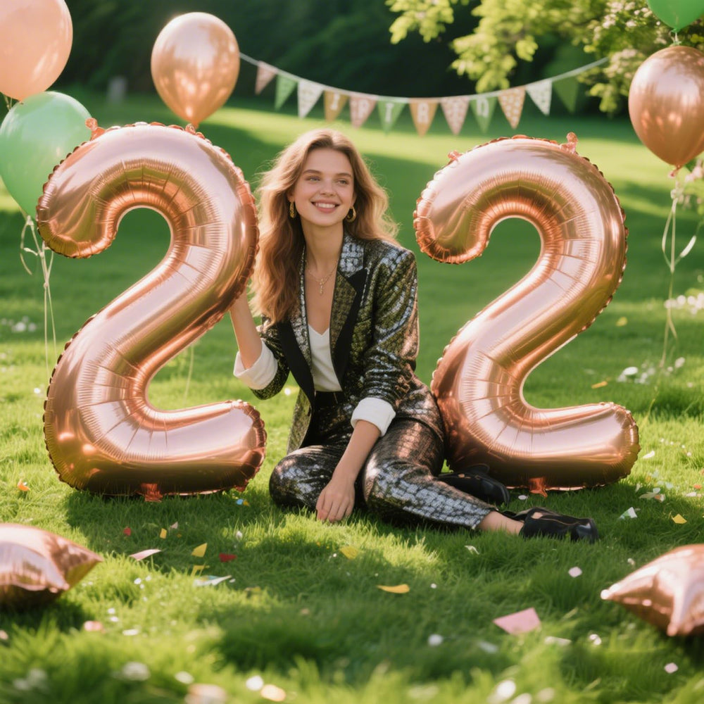 Kelfuoya rose gold 22 balloon decor enhances event photos