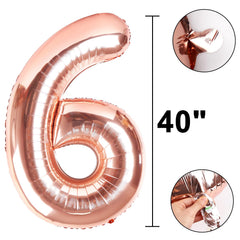 Kelfuoya rose gold foil number balloon close-up showcasing premium material and smooth edges.