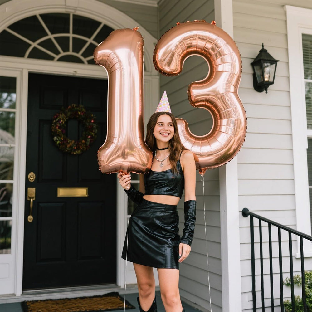 Kelfuoya rose gold number 1 balloon used as centerpiece for 1st birthday