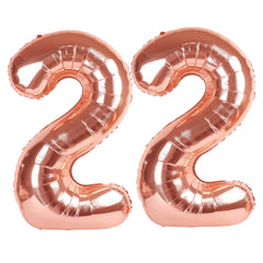 Kelfuoya rose gold 22 number balloon, 40 inches for birthdays