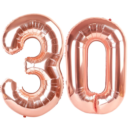 Kelfuoya rose gold 30 balloon 40-inch front view for a stunning party backdrop