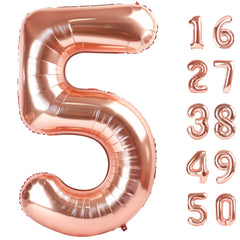 Kelfuoya rose gold number 5 balloon close-up for elegant party photos
