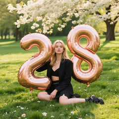 Kelfuoya Rose Gold Number 8 balloon foil shine enhances festive decor