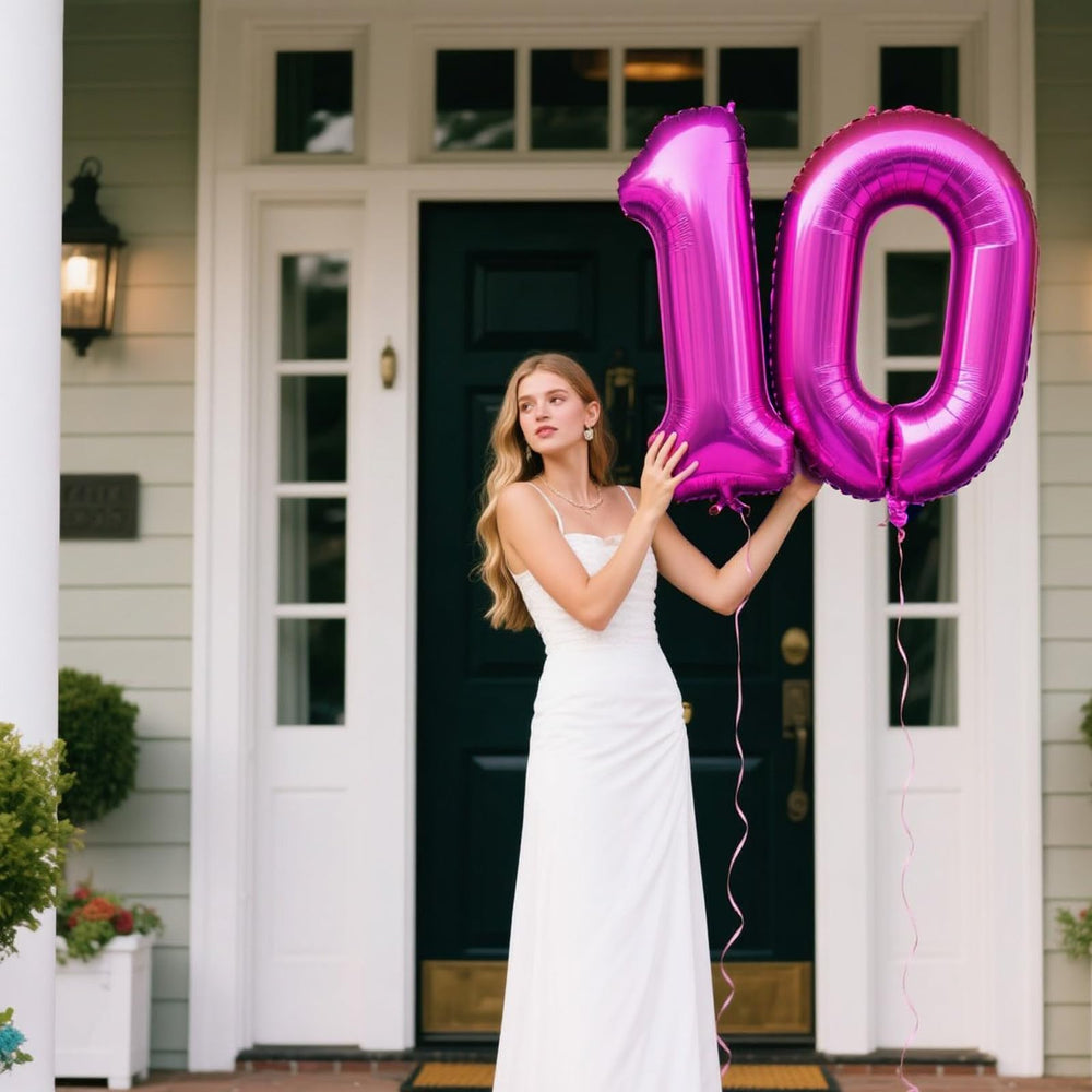 Kelfuoya rose purple 10-balloon milestone balloon ideal for photos