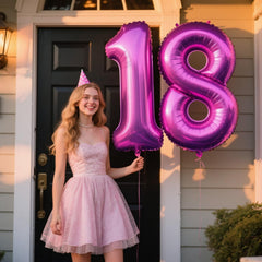 Kelfuoya rose purple foil balloon creates a stunning wall display