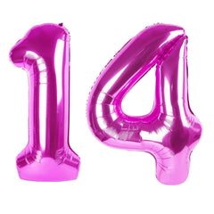 Kelfuoya rose-purple 40 inch number 14 balloon for dramatic birthday decor.