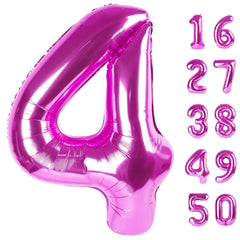 Kelfuoya rose purple number 4 balloon 40inch for party backdrop.