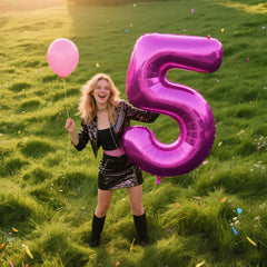 Kelfuoya rose purple number 5 balloon inflation demo for easy setup