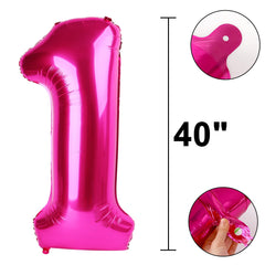 Kelfuoya rose-red jumbo number 1 balloon hanging on wall