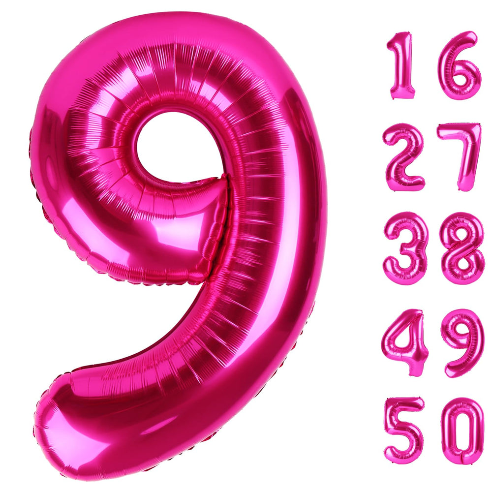 Kelfuoya Rose Red Number 9 balloon, 40-inch centerpiece for birthdays and photos.