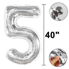Kelfuoya silver 40-inch number 0 balloon for celebrations.