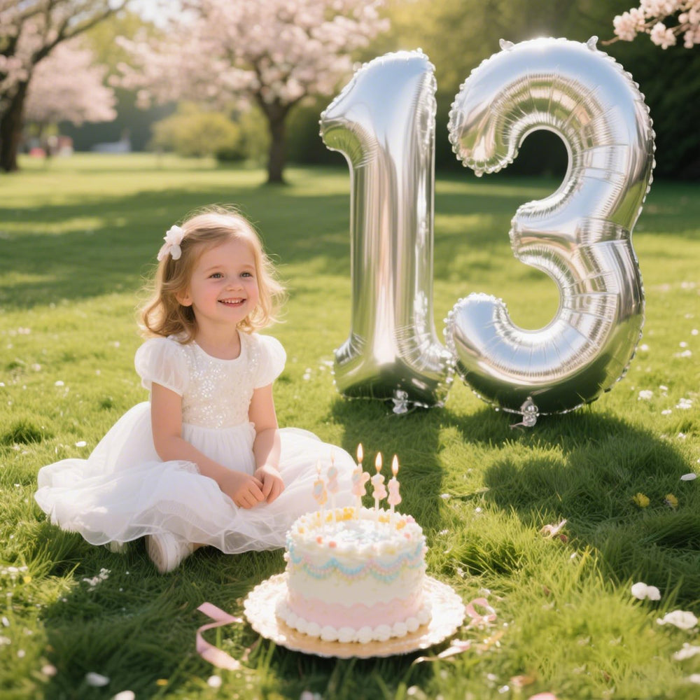 Kelfuoya silver number 13 foil balloon wall decor idea