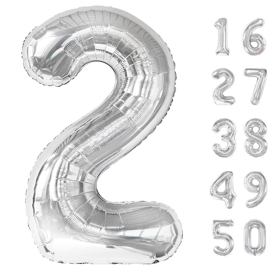 Kelfuoya silver number 2 balloon 40inch ideal as bold party backdrop.