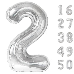 Kelfuoya silver number 2 balloon 40inch ideal as bold party backdrop.