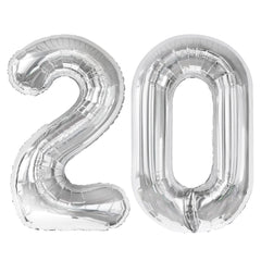 Kelfuoya silver 20 balloon 40inch side view for a dramatic party backdrop.