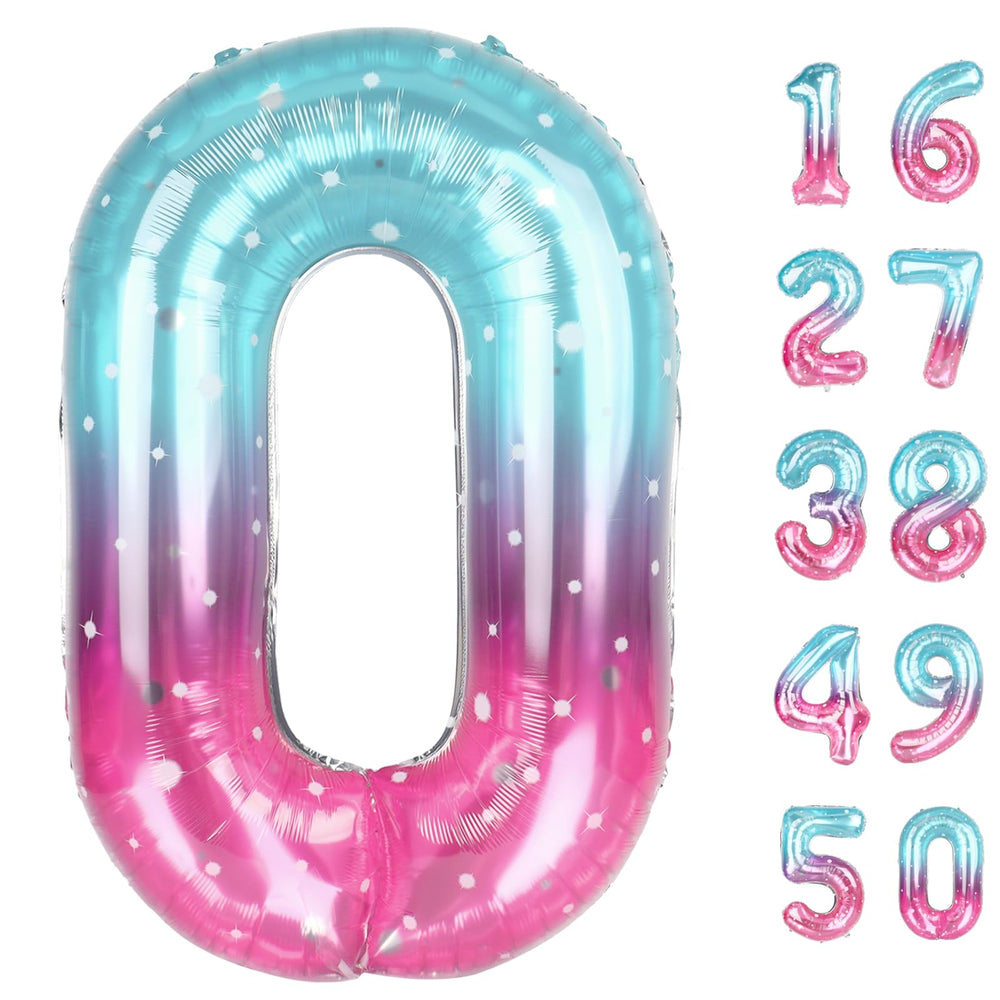 Kelfuoya Starry Number 0 balloon 40-inch for dramatic birthday décor