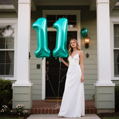 Kelfuoya Teal Number 1 balloon color options coordinate with your theme.