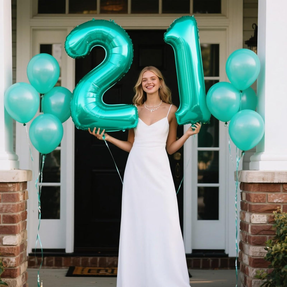 Kelfuoya teal number 2 giant inflated balloon for dramatic event decor